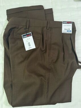 travelSMART Men's Dress Pants in Deep Brown - Classic Tailored Fit